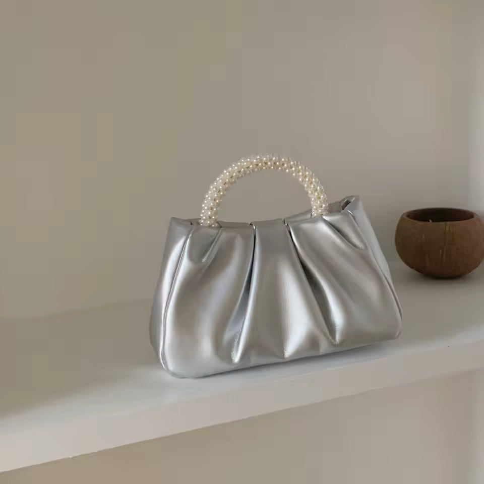 Exquisite Pearl-Embellished Cloud Handbag
