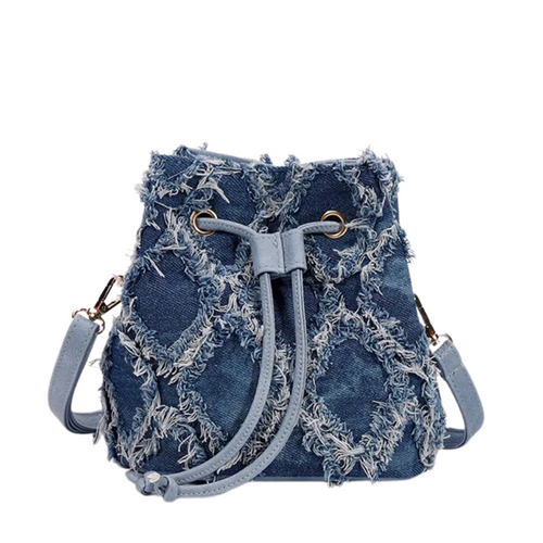 Exquisite Denim Tie-Dye Bucket Bag - Women's Elegance