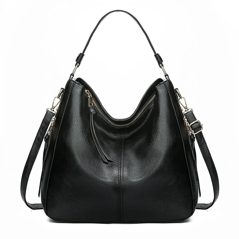 Elegant PU Leather Hobo Bag - Timeless Women's Tote