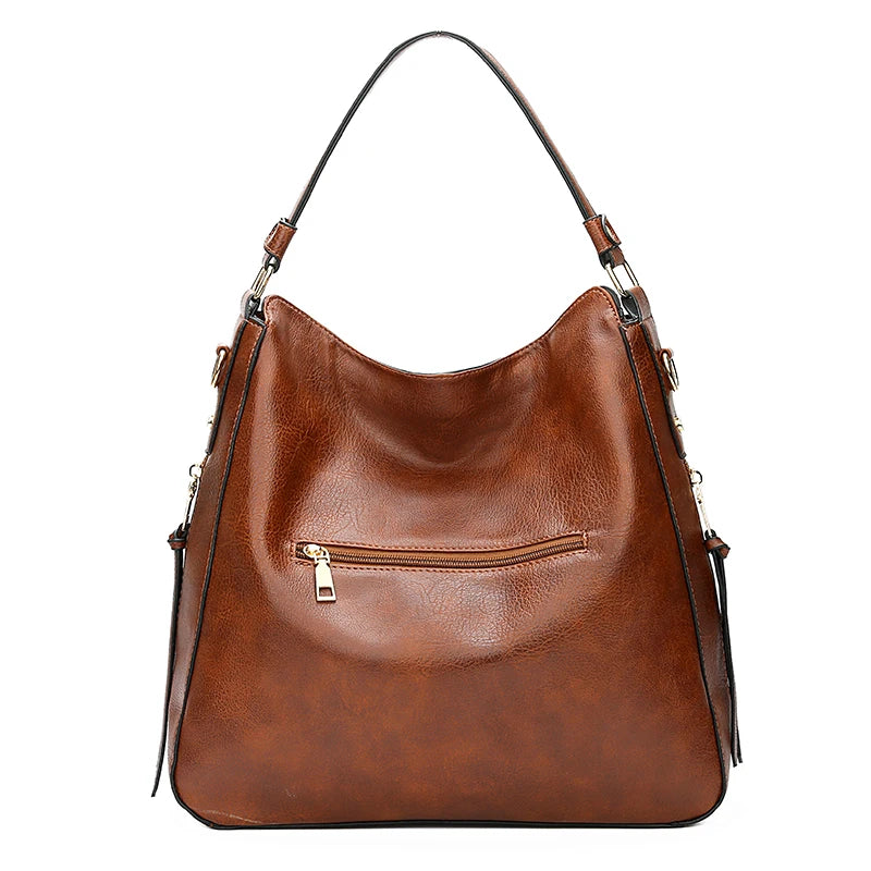 Elegant PU Leather Hobo Bag - Timeless Women's Tote