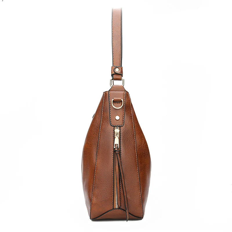 Elegant PU Leather Hobo Bag - Timeless Women's Tote