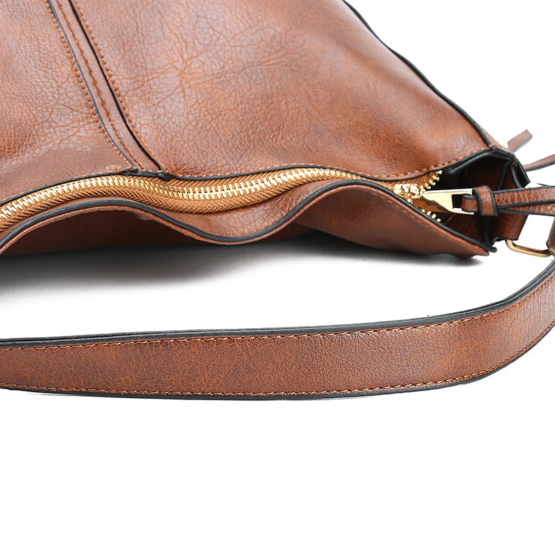 Elegant PU Leather Hobo Bag - Timeless Women's Tote