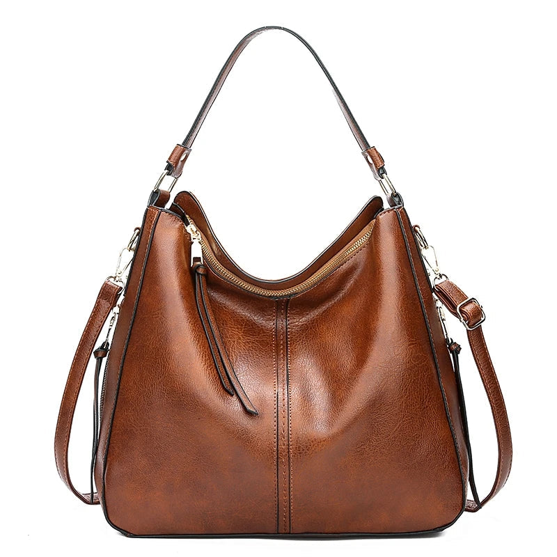 Elegant PU Leather Hobo Bag - Timeless Women's Tote