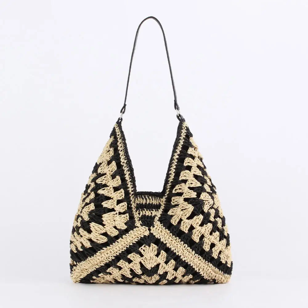 Exquisite Straw Tote Bag - Vintage Elegance