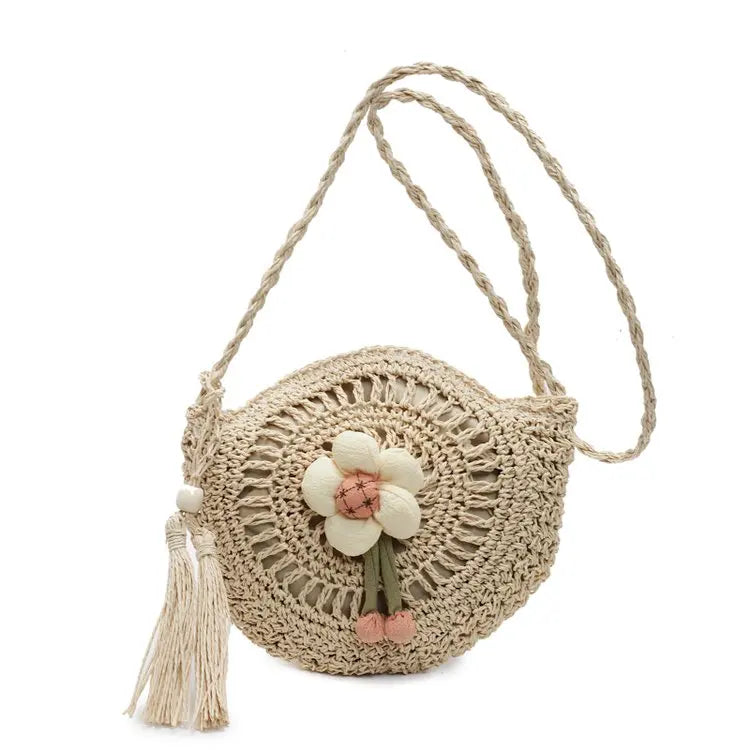 Beachside Elegance: Women's Floral Woven Crossbody
