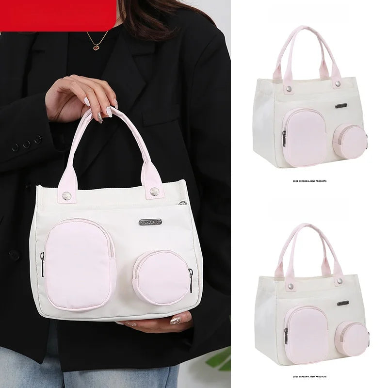 Exquisite Nylon Color Block Handbag for Women