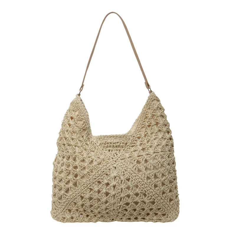 Exquisite Straw Tote Bag - Vintage Elegance