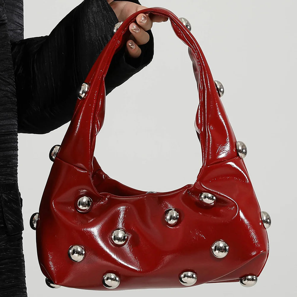 Elegant Studded PU Leather Shoulder Bag