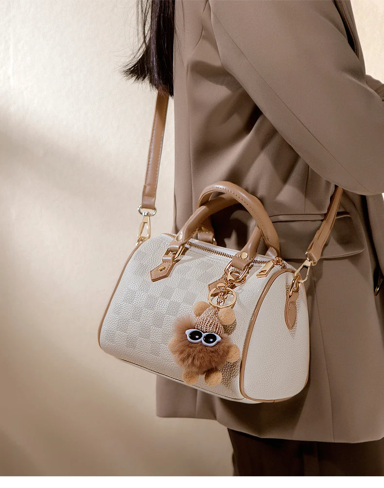 URDUDU Elegant Boston Leather Handbag