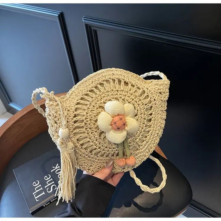 Beachside Elegance: Women's Floral Woven Crossbody