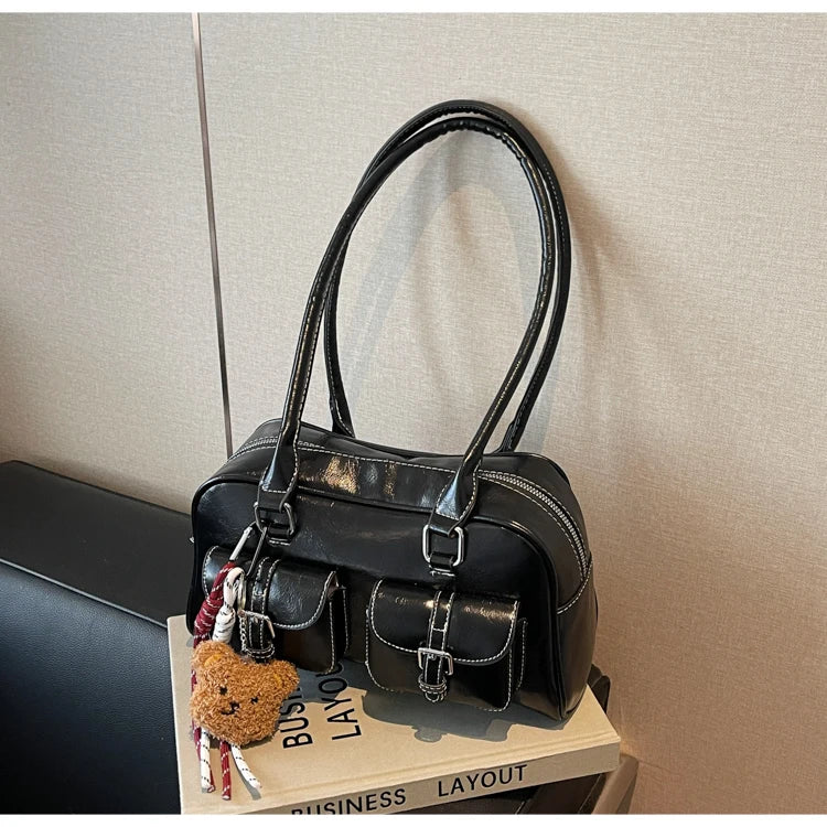 Elegance Boston Shoulder Bag - Soft PU Leather