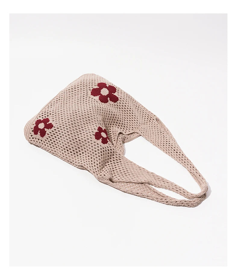 Elegance Woven Floral Tote - Versatile Canvas Handbag