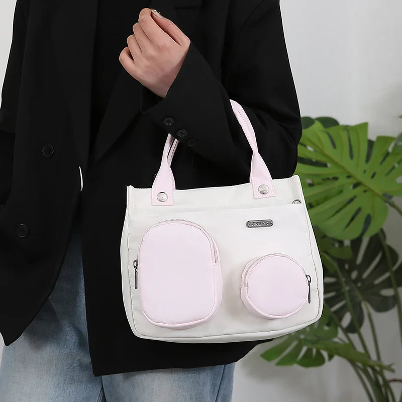 Exquisite Nylon Color Block Handbag for Women
