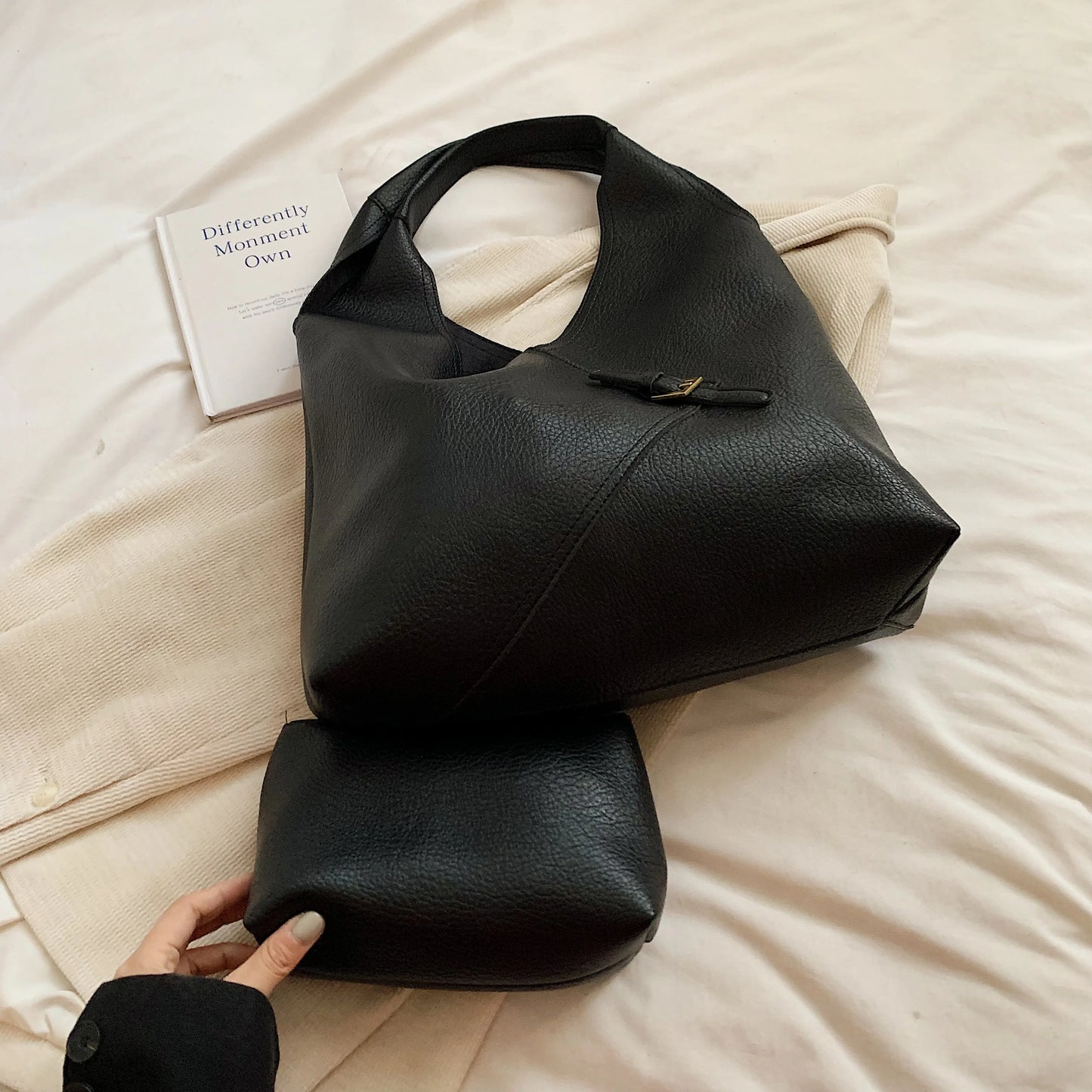 Exquisite Lychee Pattern 2-in-1 Shoulder Bag Set