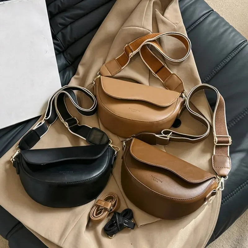 Exquisite Vintage Saddle Shoulder Bag - PU Leather