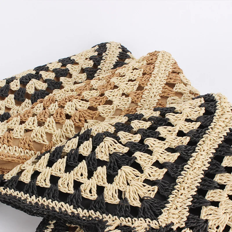 Exquisite Straw Tote Bag - Vintage Elegance