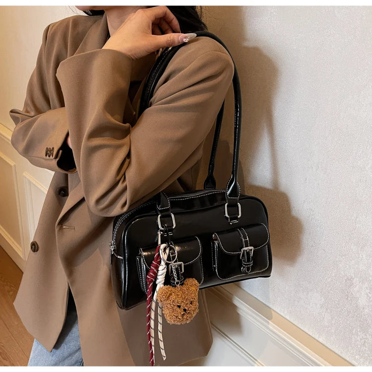 Elegance Boston Shoulder Bag - Soft PU Leather