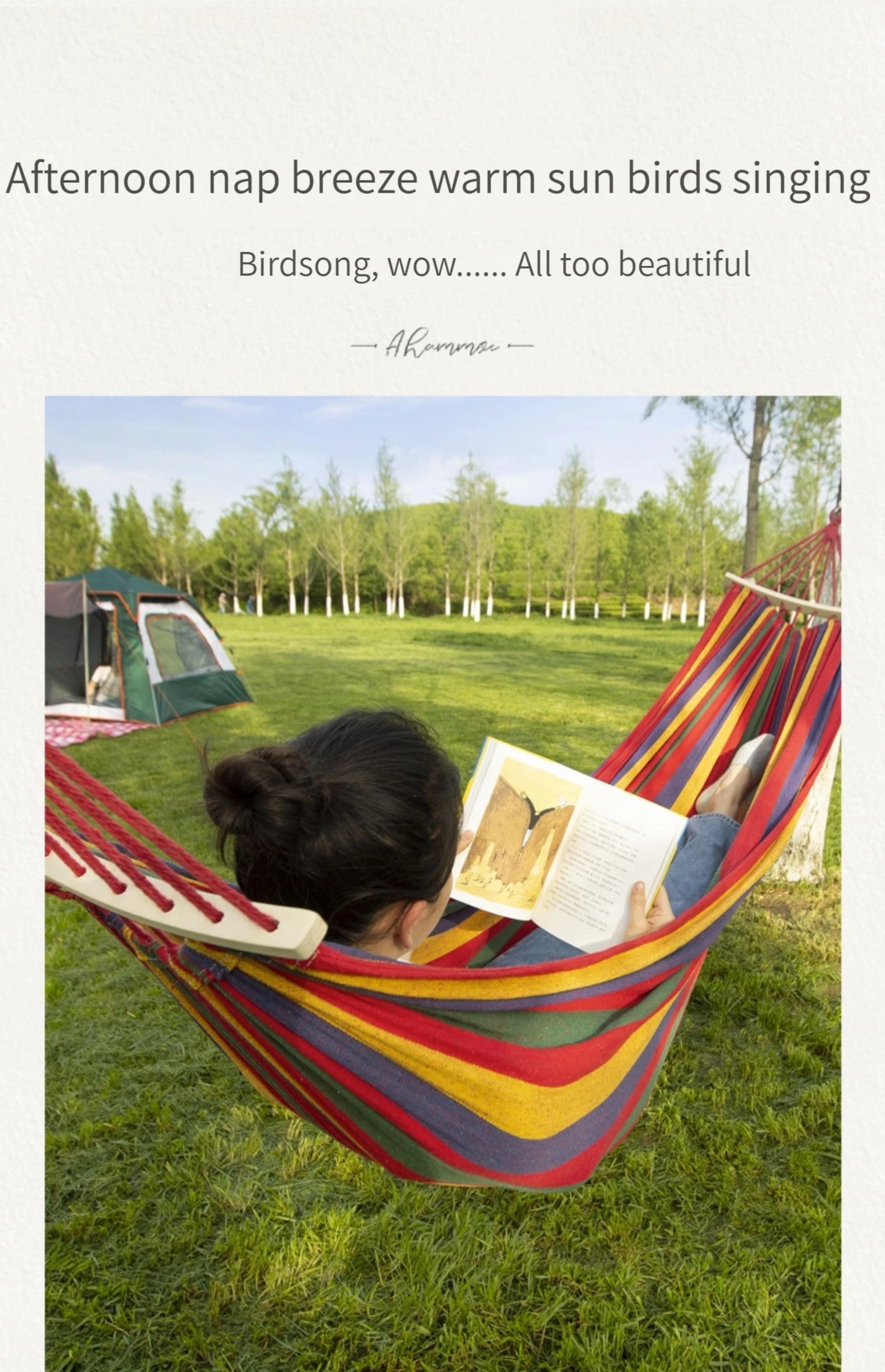 Single Double hammock 200X150cm outdoor anti-rollover canvas hammock swing mesh wooden stick double thickening