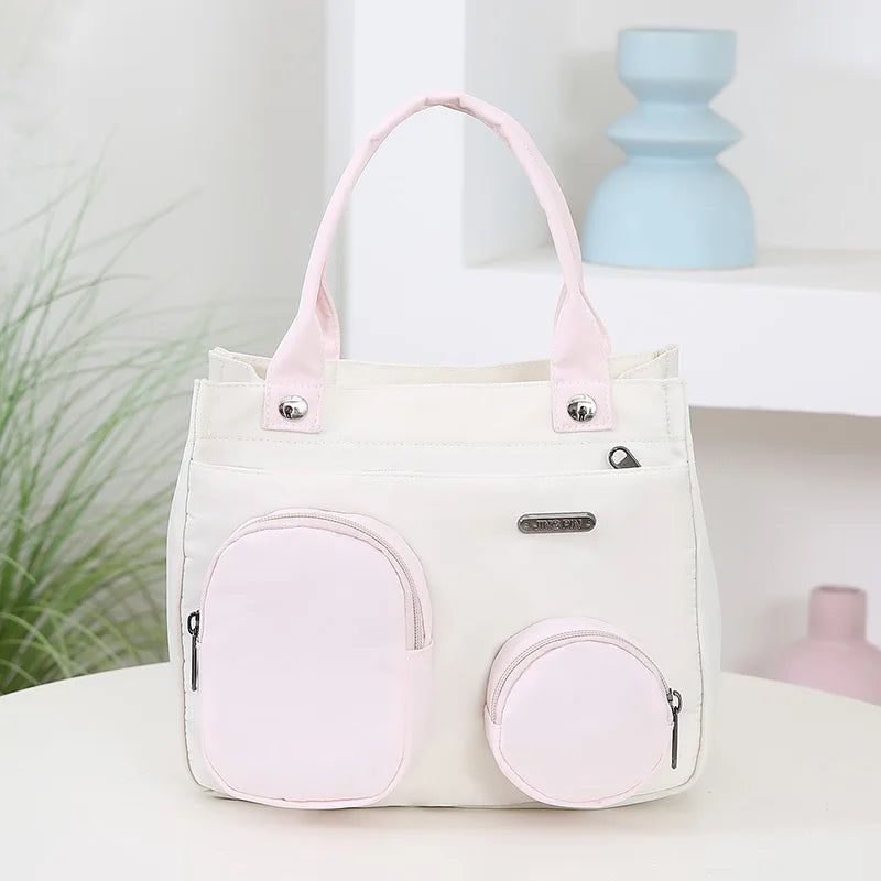 Exquisite Nylon Color Block Handbag for Women