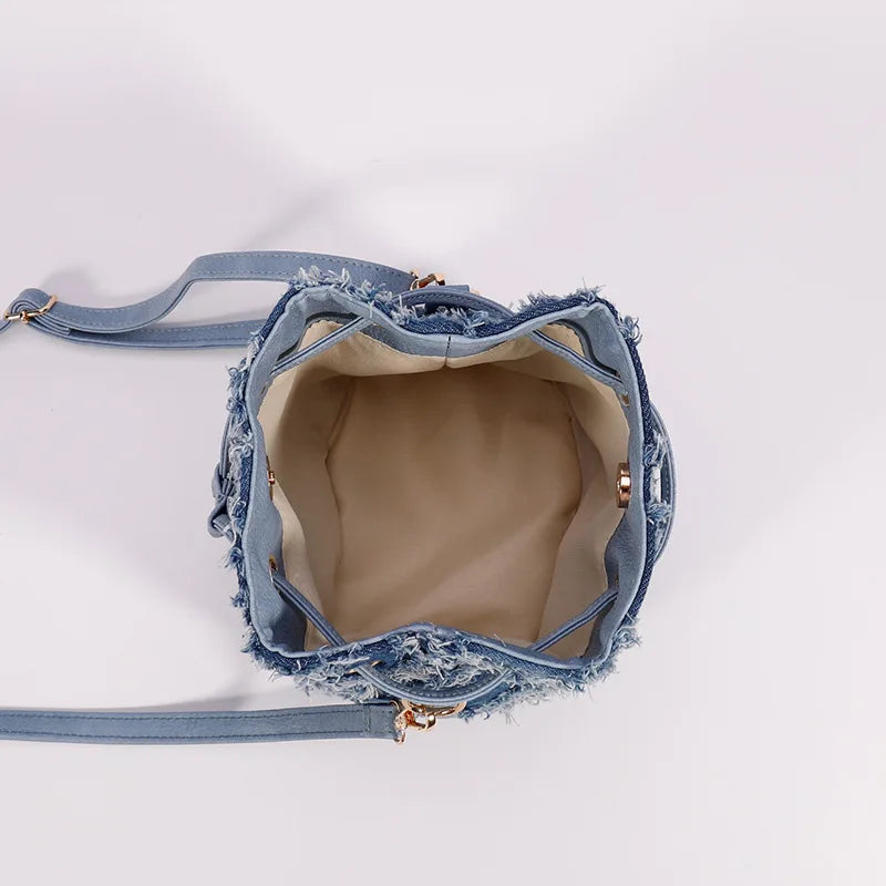 Exquisite Denim Tie-Dye Bucket Bag - Women's Elegance