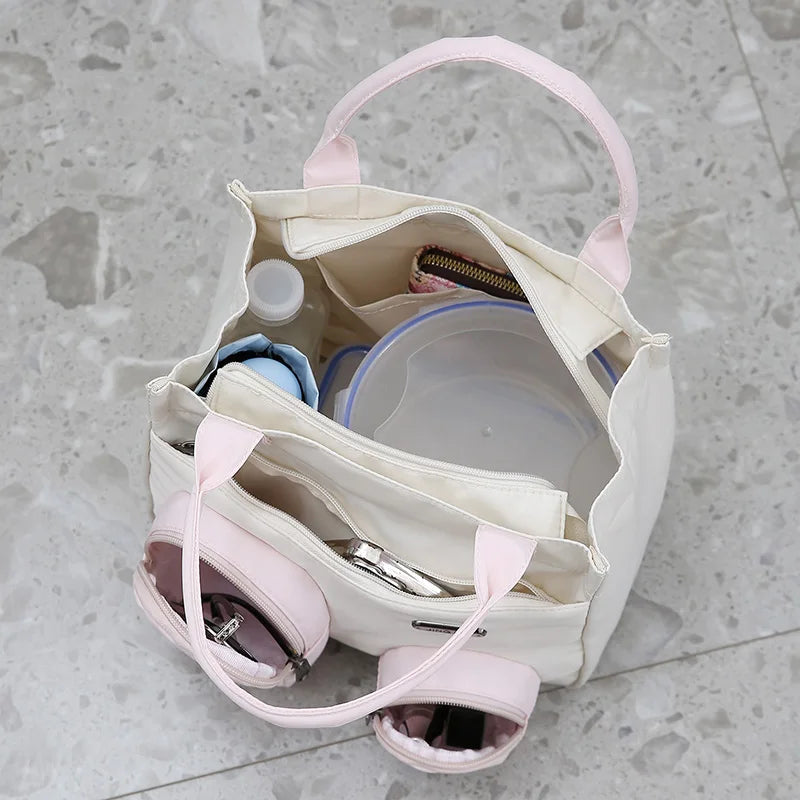 Exquisite Nylon Color Block Handbag for Women