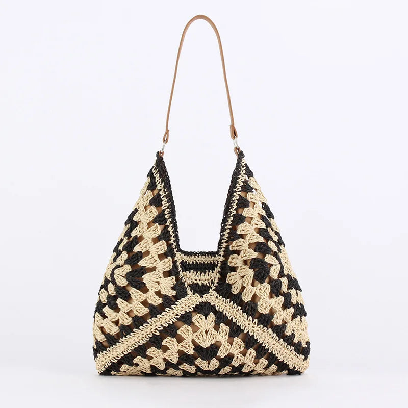 Exquisite Straw Tote Bag - Vintage Elegance