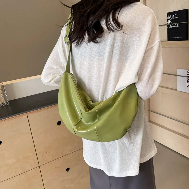 Exquisite Crescent PU Leather Crossbody Bag