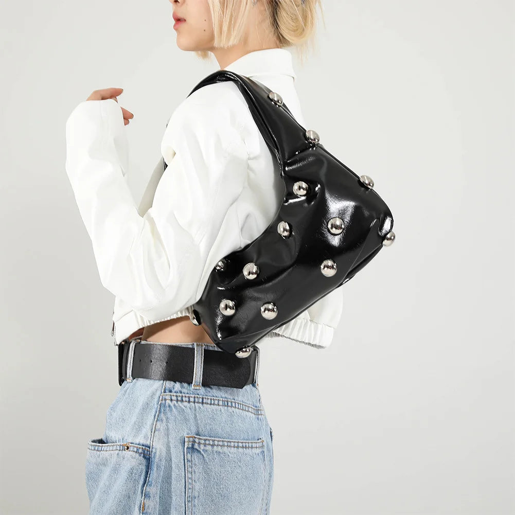 Elegant Studded PU Leather Shoulder Bag
