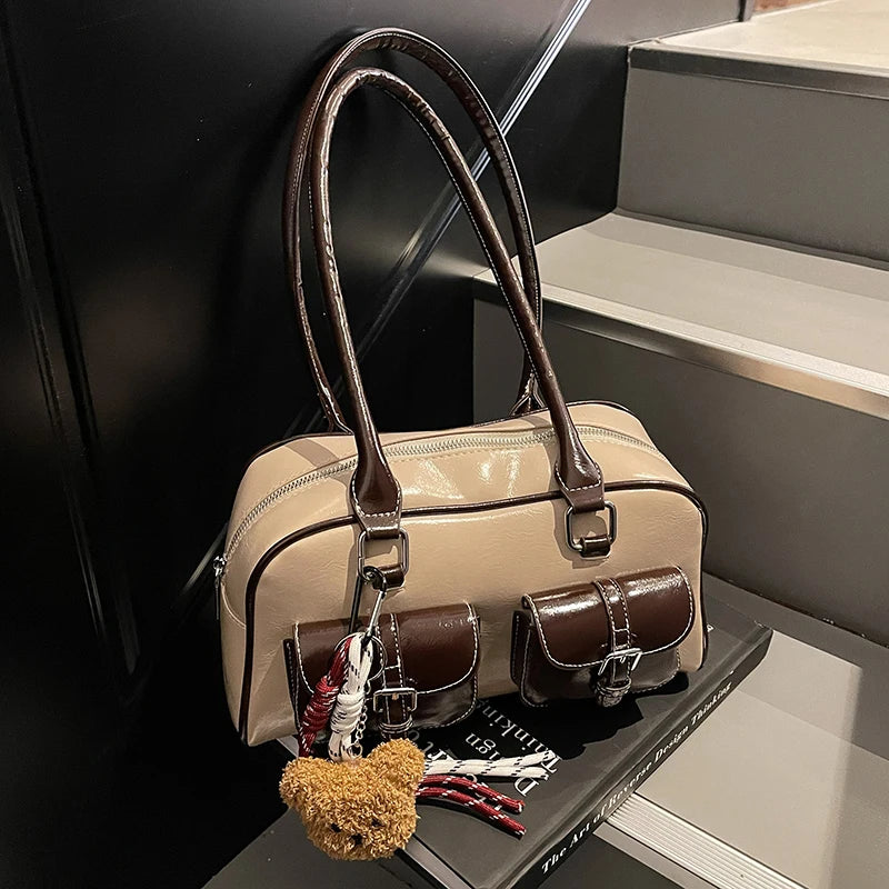 Elegance Boston Shoulder Bag - Soft PU Leather