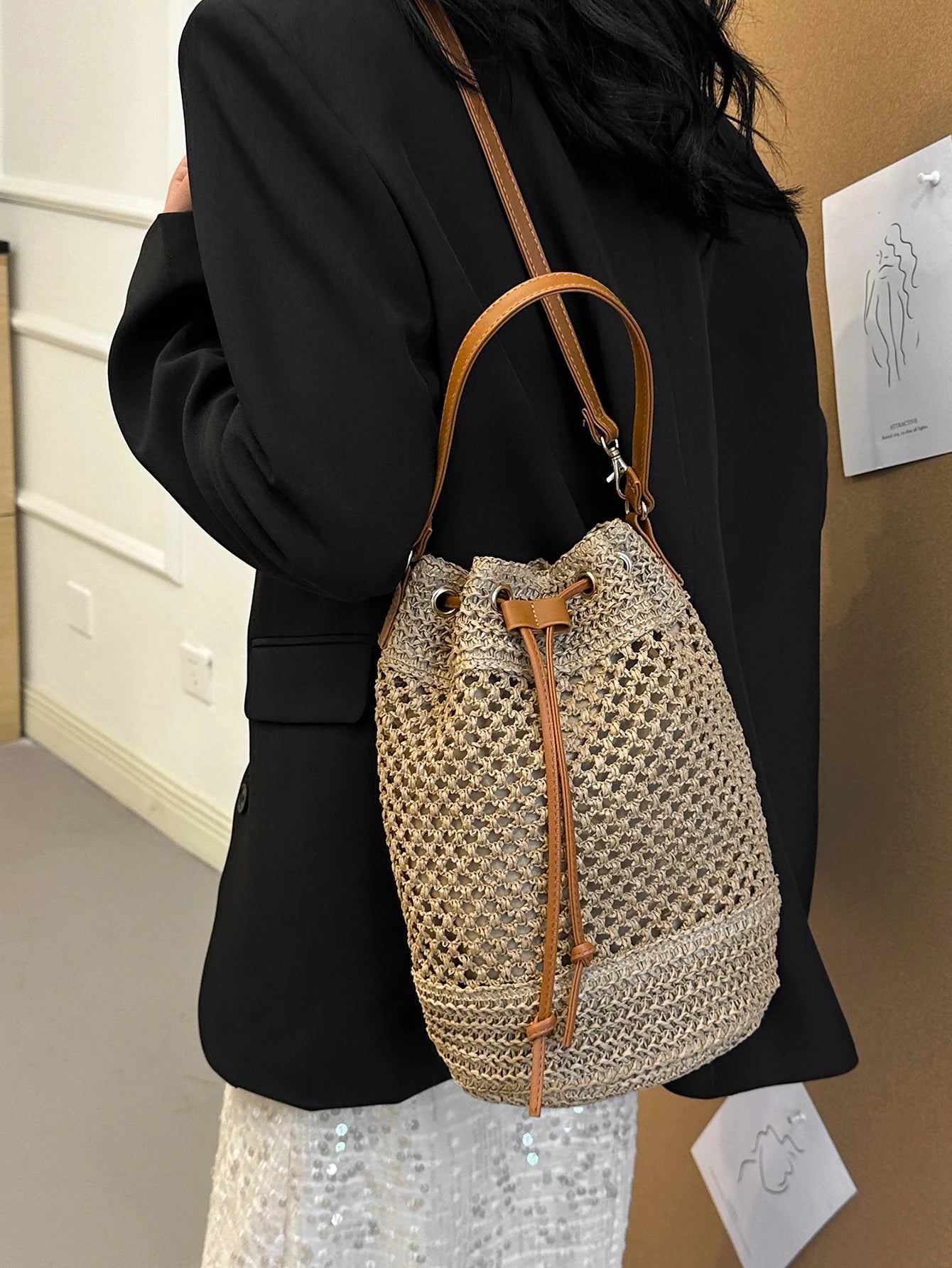 Elegance Woven Women's Straw Handbag