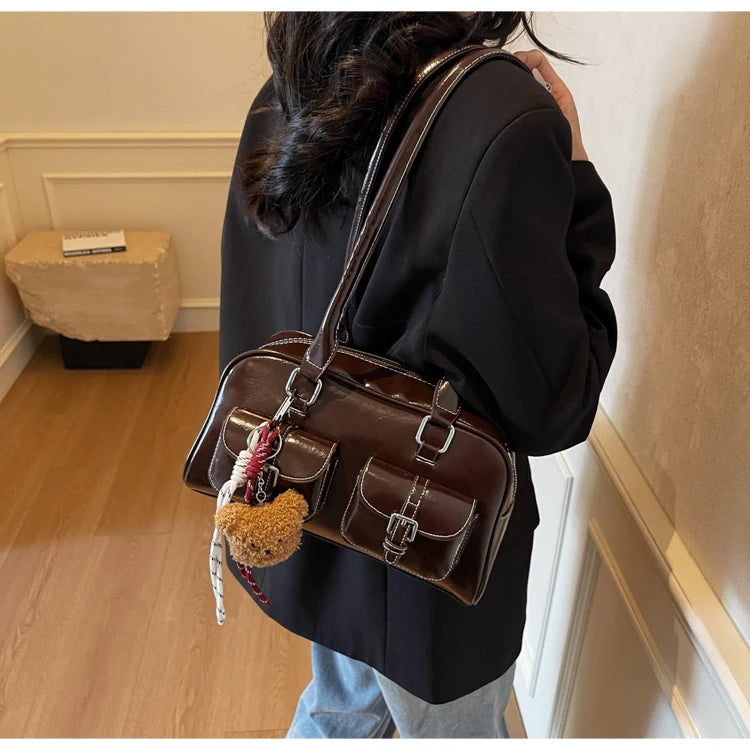 Elegance Boston Shoulder Bag - Soft PU Leather