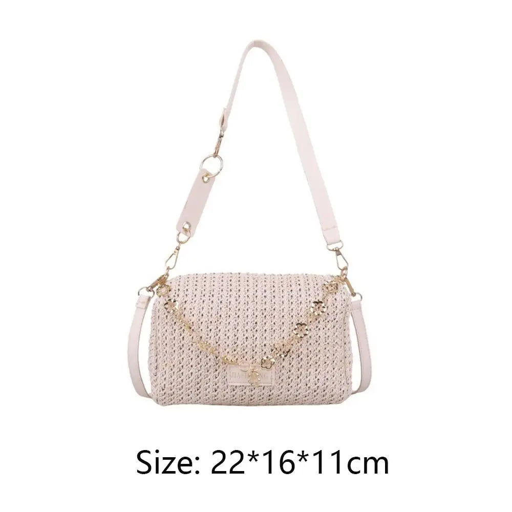 Elegant Woven Straw Women's Handbag - Large Capacity