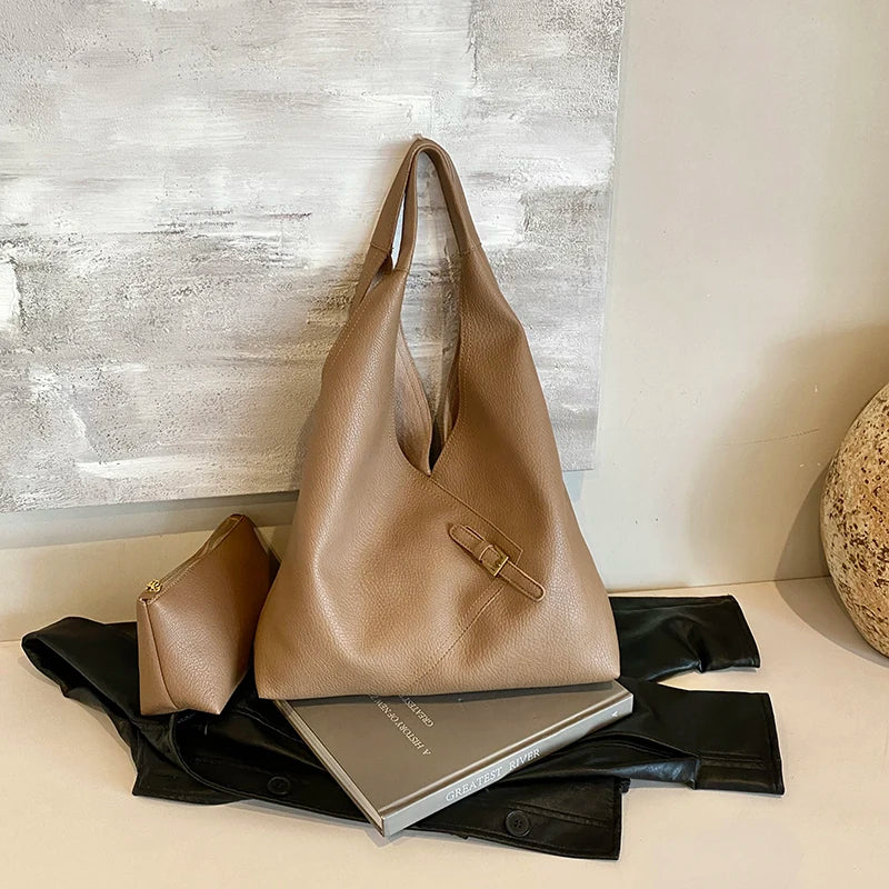 Exquisite Lychee Pattern 2-in-1 Shoulder Bag Set