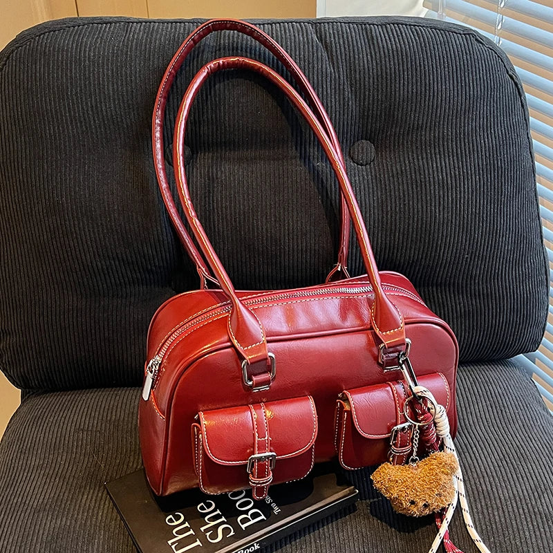 Elegance Boston Shoulder Bag - Soft PU Leather
