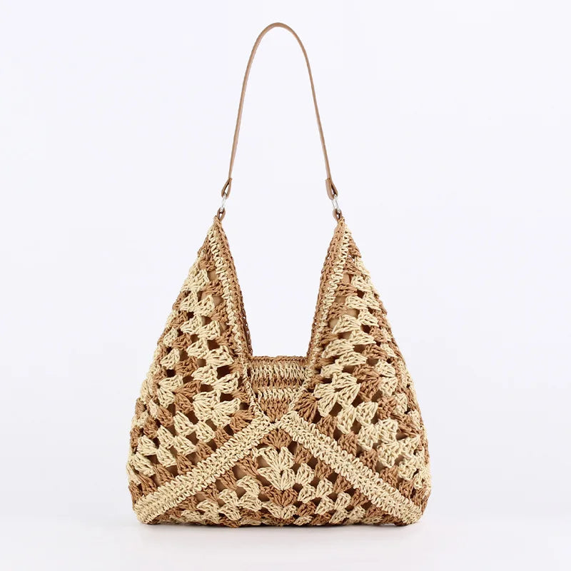 Exquisite Straw Tote Bag - Vintage Elegance