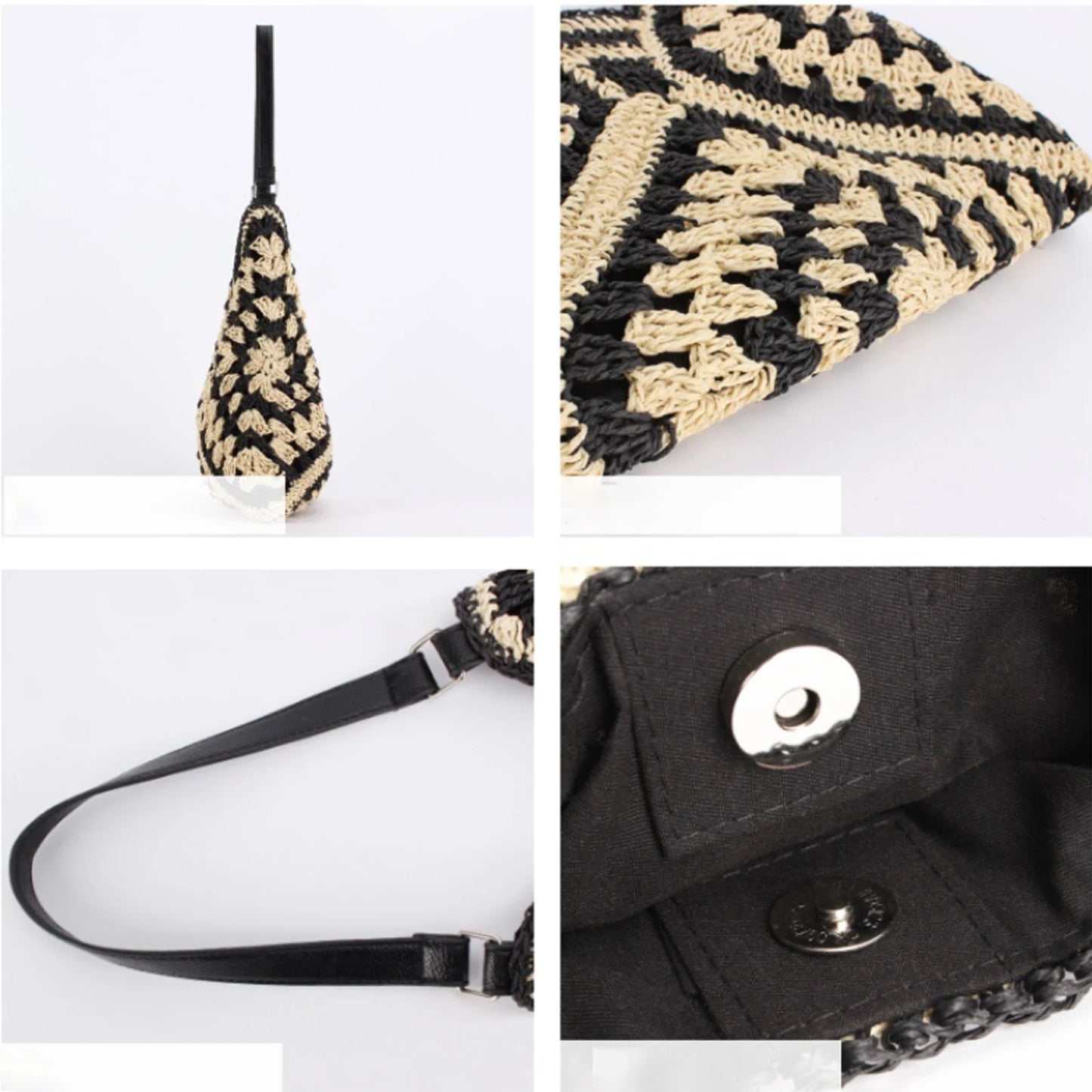 Exquisite Straw Tote Bag - Vintage Elegance