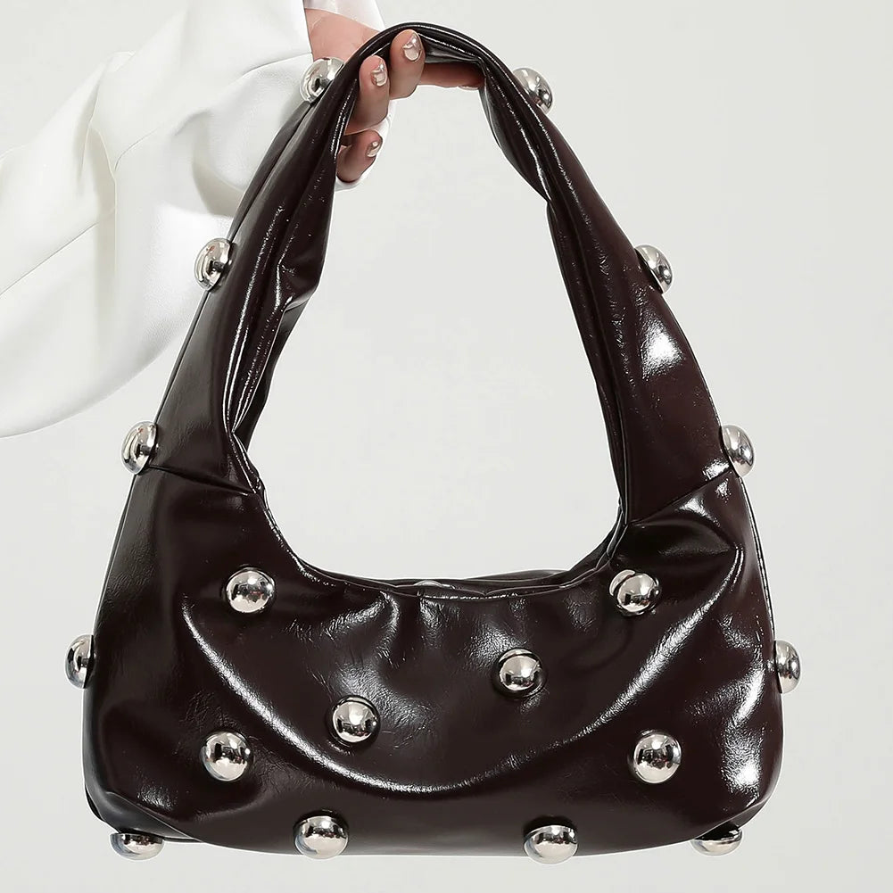 Elegant Studded PU Leather Shoulder Bag