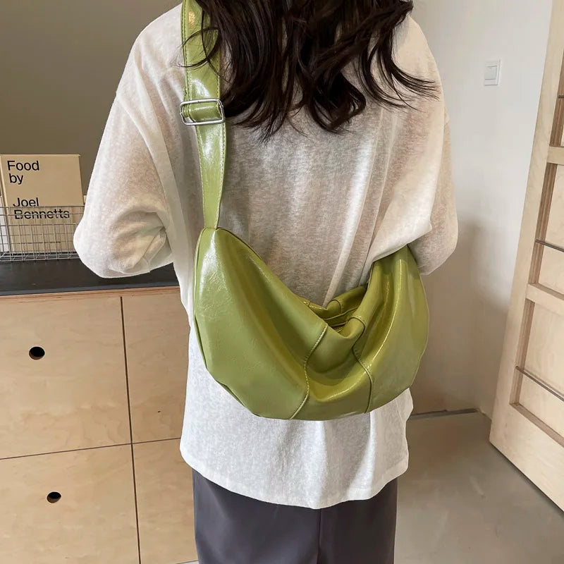 Exquisite Crescent PU Leather Crossbody Bag