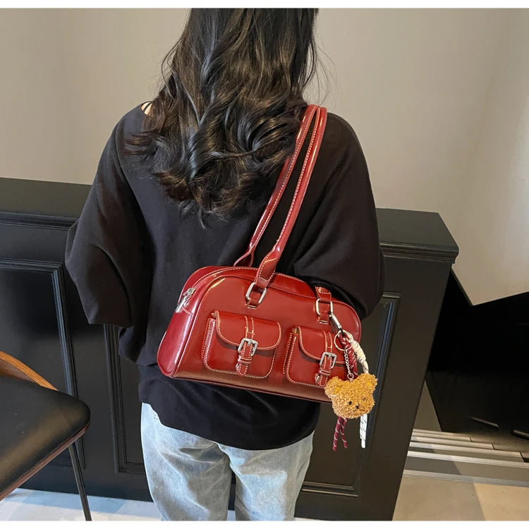 Elegance Boston Shoulder Bag - Soft PU Leather