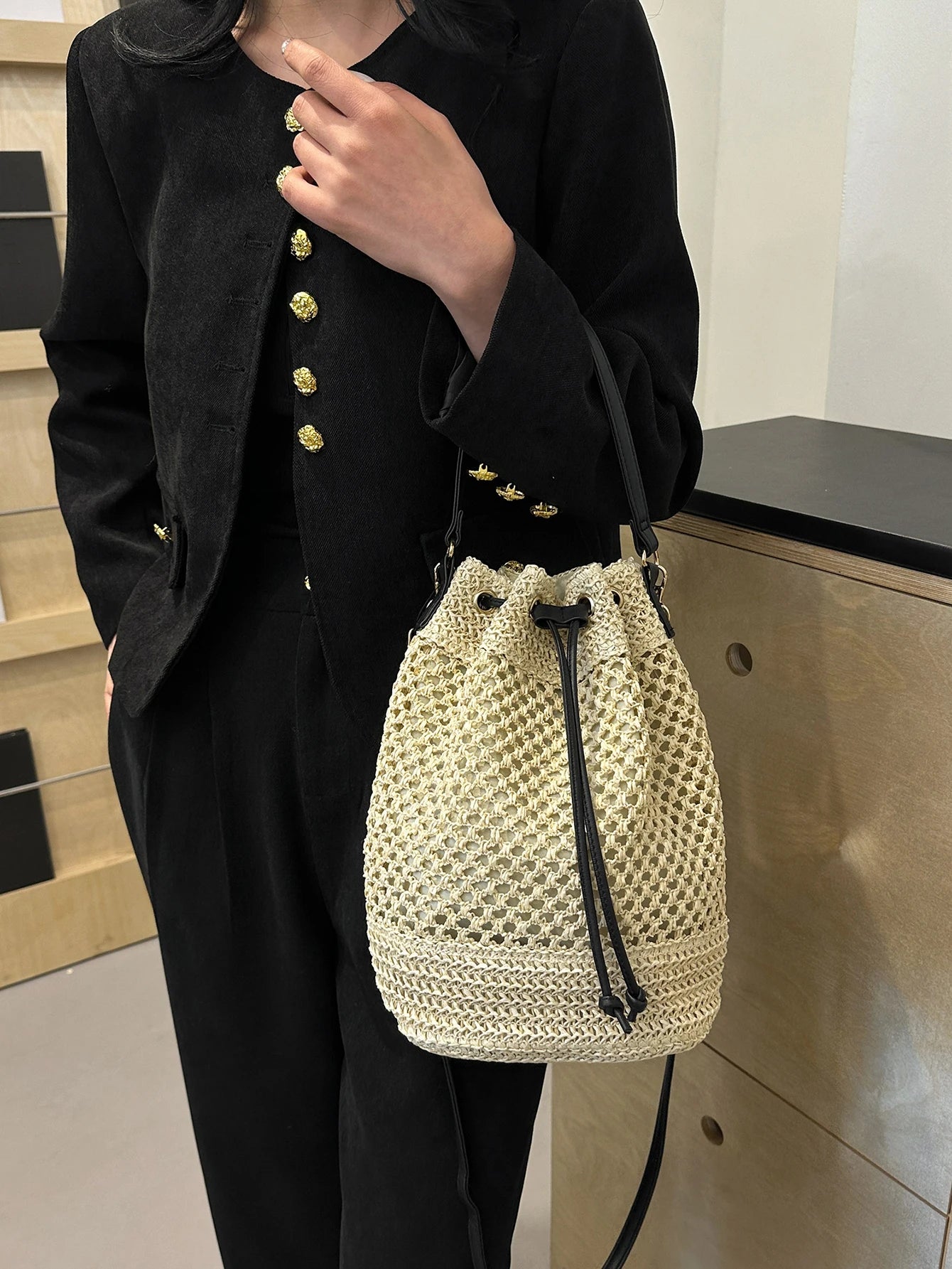 Elegance Woven Women's Straw Handbag