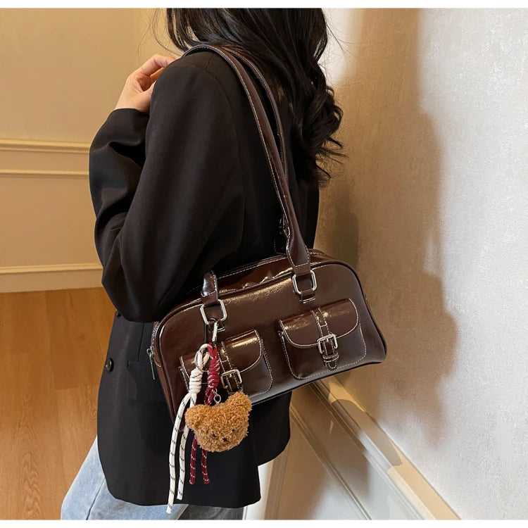 Elegance Boston Shoulder Bag - Soft PU Leather