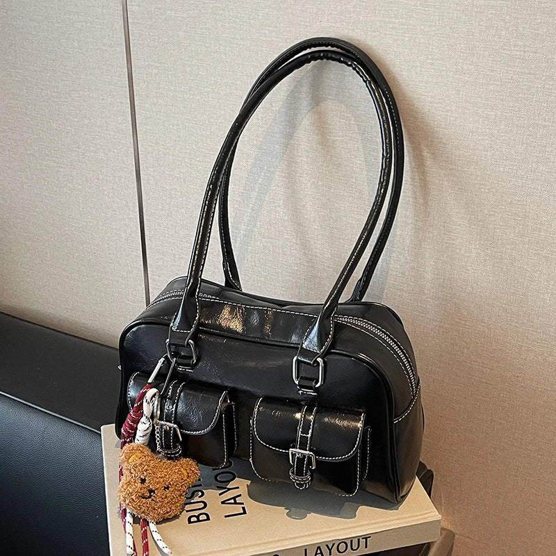 Elegance Boston Shoulder Bag - Soft PU Leather