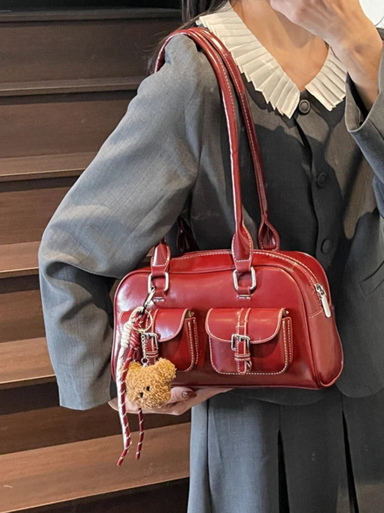 Elegance Boston Shoulder Bag - Soft PU Leather