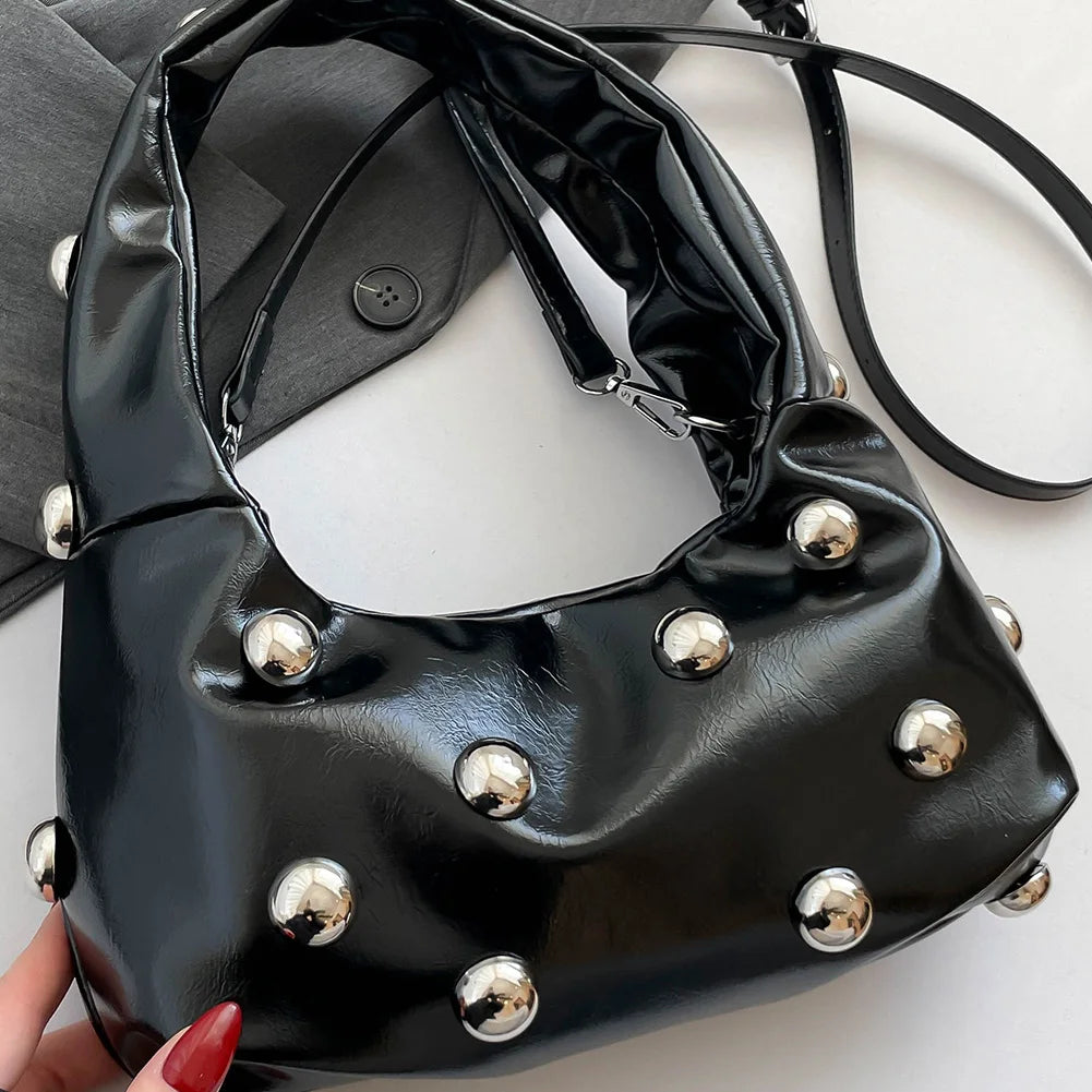 Elegant Studded PU Leather Shoulder Bag