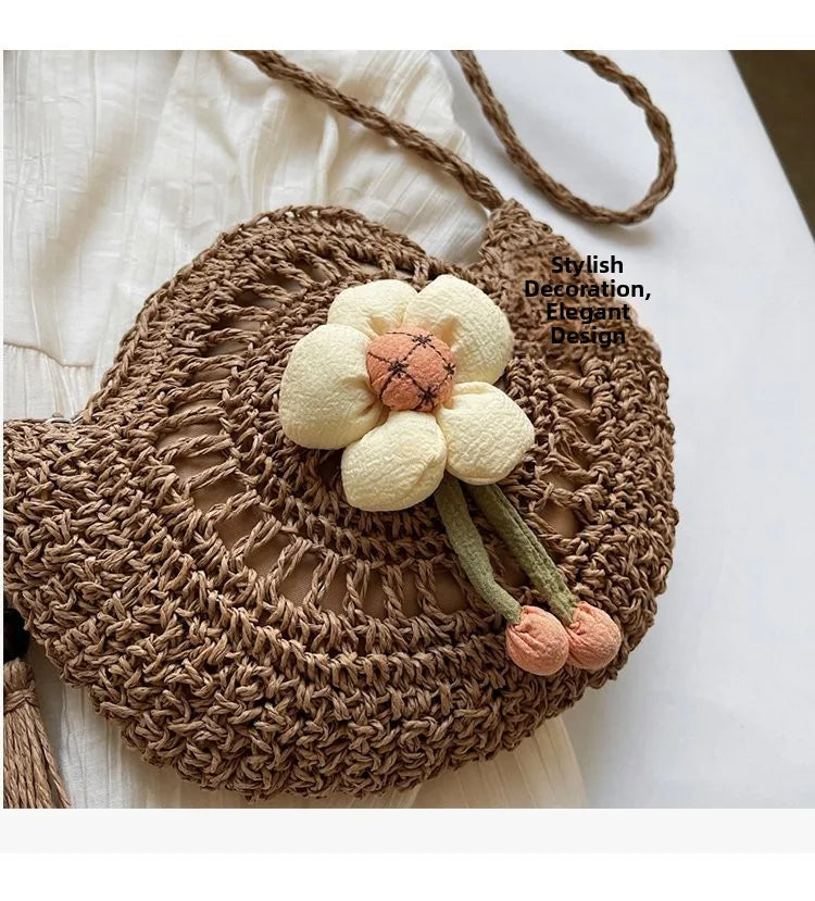 Beachside Elegance: Women's Floral Woven Crossbody