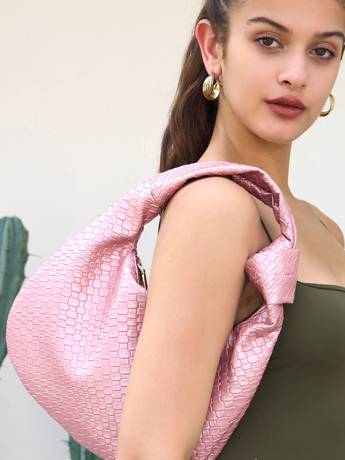 CEZIRA Woven Vegan Leather Hobo Bag