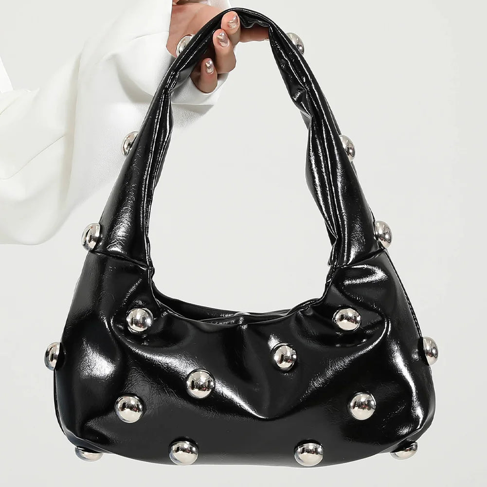Elegant Studded PU Leather Shoulder Bag