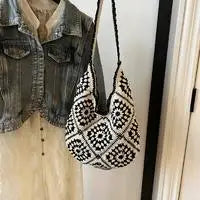 Exquisite Straw Tote Bag - Vintage Elegance