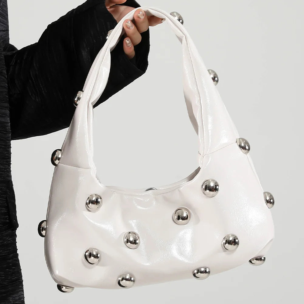 Elegant Studded PU Leather Shoulder Bag