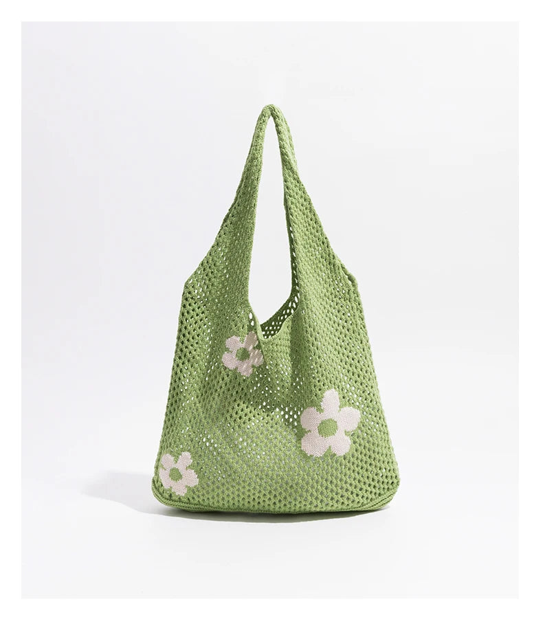 Elegance Woven Floral Tote - Versatile Canvas Handbag